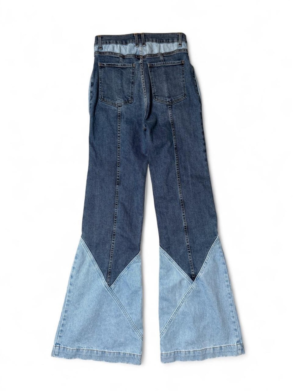 REVICE Two-Tone Boogie Bells patchwork Flare Jeans NWT - Picture 7 of 7